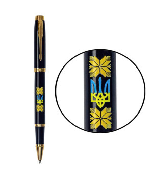 Ручка Паркер IM Ukraine Black позол. рол. Тризуб з жовт. орнаментом