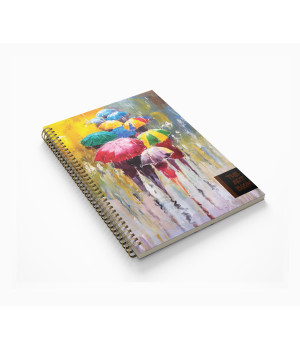 Блокнот В4,120арк, кліт, бок спір, мат лам тв, крем бл, 1B1761, Парасольки, 