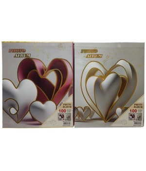 Фотоальбом 10*15см/ 100фото /9758/ "Серця" в коробці із золотим обведенням (1/36)