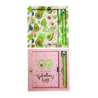 Блокнот 11*15см "JO" /BL64939/ "Авокадо" на замку в коробці з ручкою з дисплеєм мікс