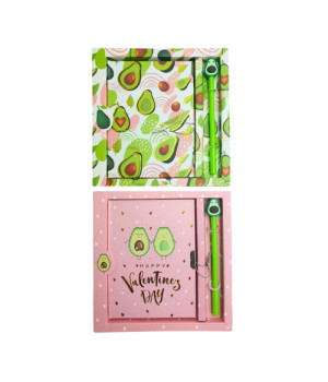 Блокнот 11*15см "JO" /BL64939/ "Авокадо" на замку в коробці з ручкою з дисплеєм мікс