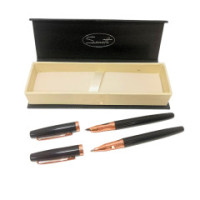 Ручка подарункова "Sonata" /RF-30033/ 2 ручки ролер+чорнильна закрите перо чорні із золотом