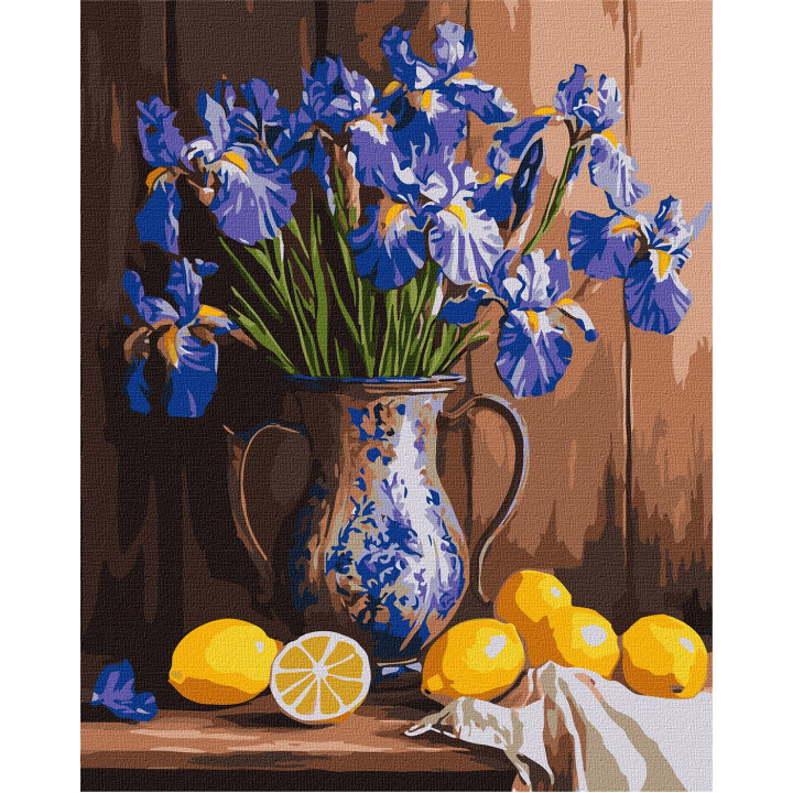 Набір для розпису по номерах "Іриси у вазі та лимони"