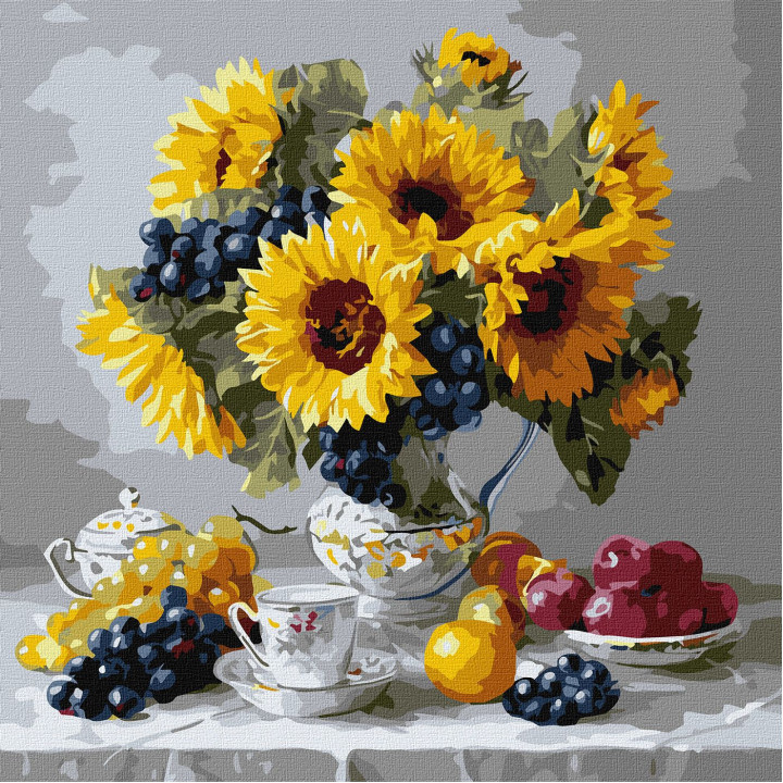 Набір для розпису по номерах "Соняшники з виноградом"