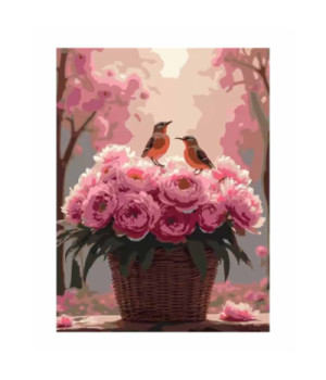 Картина за номерами Strateg Півонії з пташками Картина за номерами Strateg Півонії з пташками