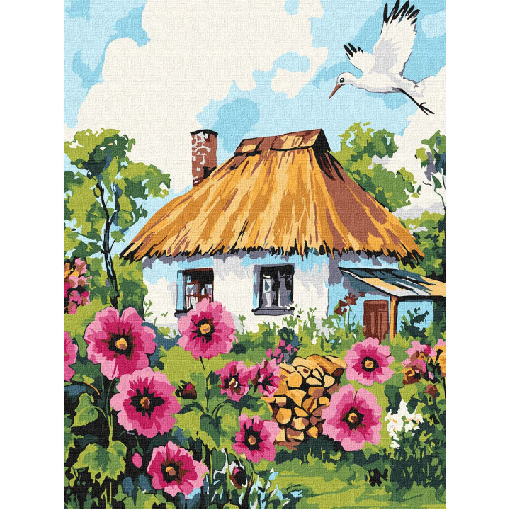 Набір для розпису по номерах "Мальви біля хати"