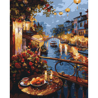 Набір для розпису по номерах "Вечір набережної з фарбами металік"