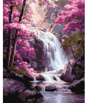Набір для розпису по номерах "Водоспад у рожевому лісі" 