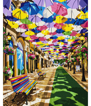 Набір для розпису по номерах "Вулиця кольорових парасольок" 