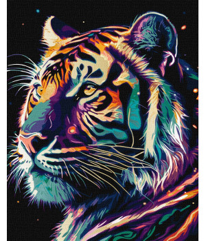 Набір для розпису по номерах. "Фантастичний тигр з фарбами металік extra"