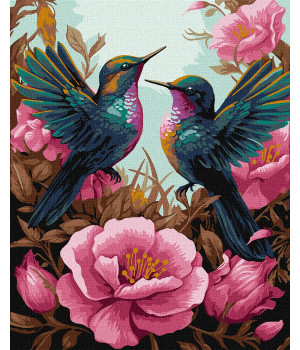 Розпис по номерах Витончений колібрі з фарбами мнталік extra 
