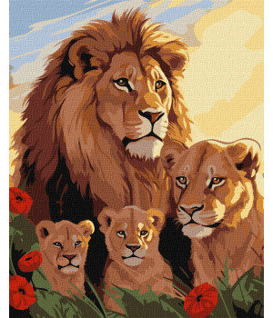 Набір для розпису по номерах. "Родина левів"