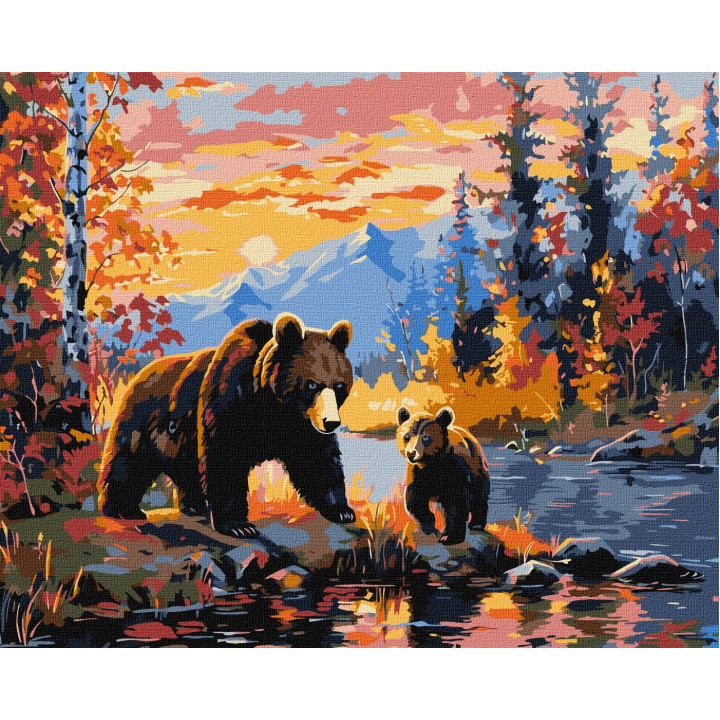 Набір для розпису по номерах. "Ведмежа сім'я"