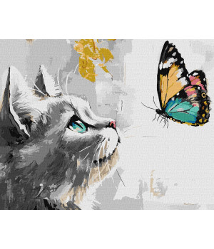 Набір для розпису по номерах "Мрійлива кішечка з фарбами металiк extra"