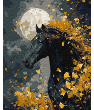 Набір для розпису по номерах "Кінь і вітер з фарбами металік"