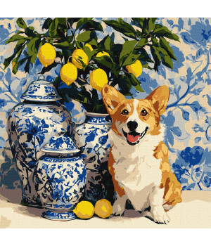 Набір для розпису по номерах "Коргі та лимони"