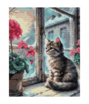 Алмазна мозаїка SANTI "Квітка та кошеня"