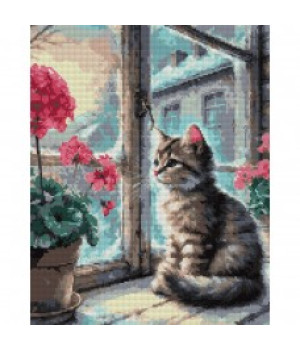 Алмазна мозаїка SANTI "Квітка та кошеня"