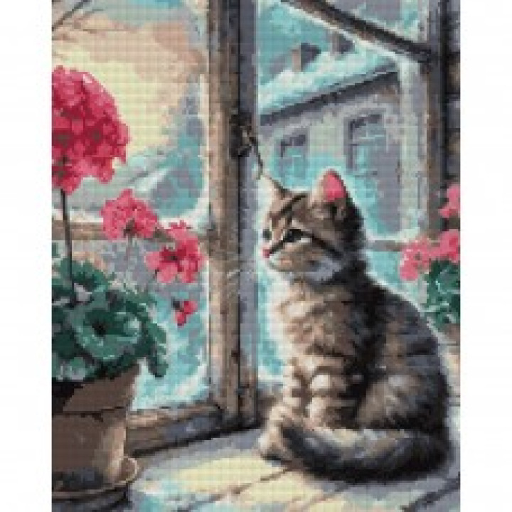 Алмазна мозаїка SANTI "Квітка та кошеня"