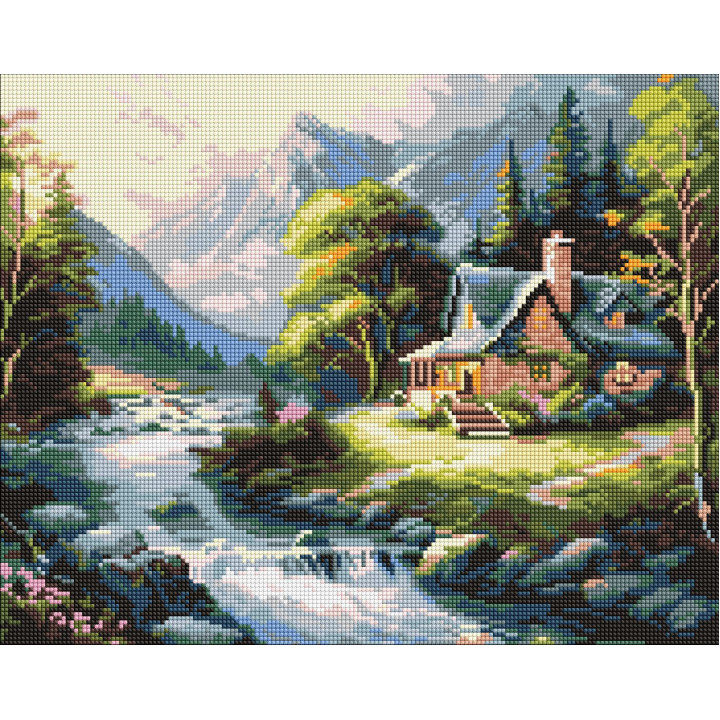 Набір з алмазною мозаїкою "Будиночок у горах"