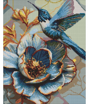 Набір з алмазною мозаїкою "Колібрі на півонії"
