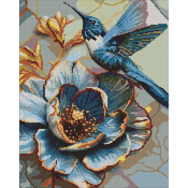 Набір з алмазною мозаїкою "Колібрі на півонії"
