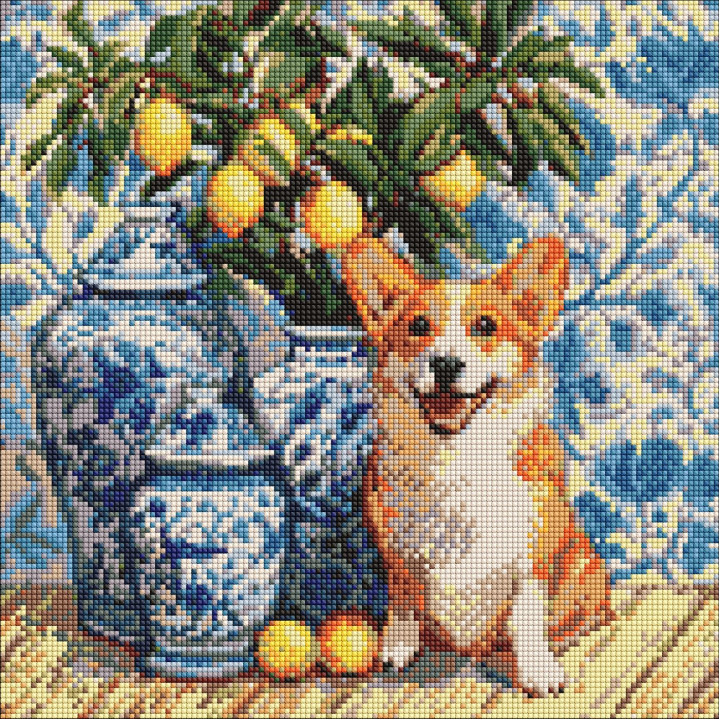 Набір з алмазною мозаїкою "Коргі та лимони"