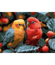 Картина за номерами Strateg Папуга червоно-жовтий 