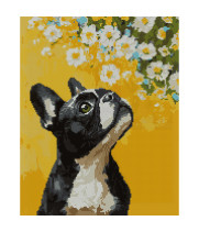 Алмазна мозаїка SANTI "Бульдог і квіти"