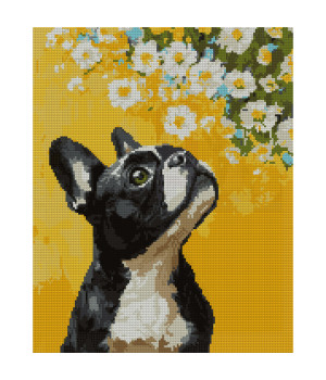 Алмазна мозаїка SANTI "Бульдог і квіти"