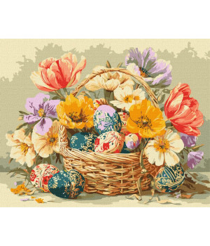 Набір для розпису по номерах "Великодній кошик з квітами"