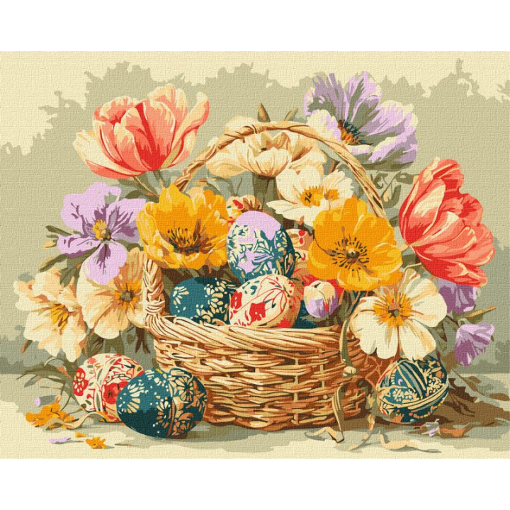 Набір для розпису по номерах "Великодній кошик з квітами"