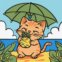 Картина за номерами - Котик і ананас
