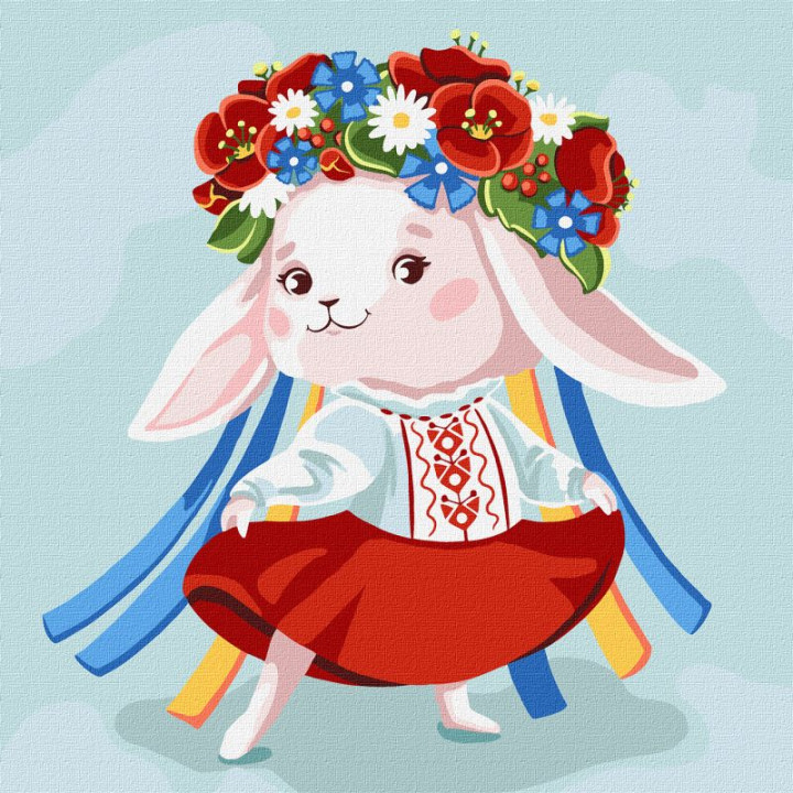 Картина за номерами - Зайка-україночка ©Катерина Валерьїва