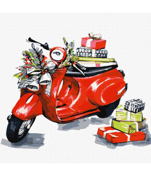 Картина за номерами - Різдвяний мотоцикл