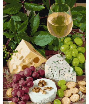 Картина за номерами - Біле вино із сиром