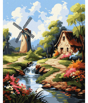 Картина за номерами - Будиночок біля млина ©art_selena_ua