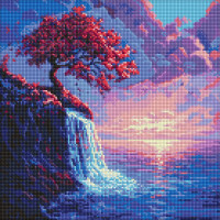Алмазна мозаїка - Сакура в потоці