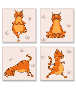 Набір для розпису по номерах поліптих - Yoga-cat (KNP010)