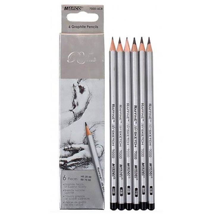 Набір олівців графічних Raffine 7000-6CB-2Н-3В  6шт. (24/480)