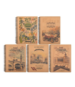 Блокнот Офорт В6/96 KR6196 КРАФТ спіраль бок,з перф.,білі ЧИСТІ СТОРІНКИ (5/80)