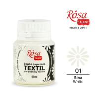 АКРИЛ д тканин 263401 Білий, 20 мл ROSA TALENT (1 140)