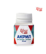 АКРИЛ д декору 20001 Білий, матовий, 20мл, Rosa Start (1 140)