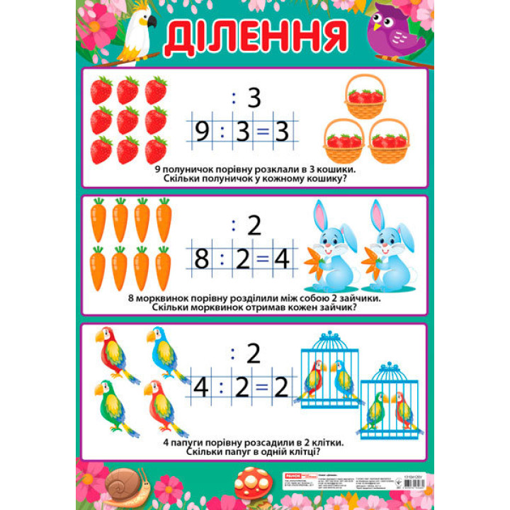 Плакат Ділення (початкова школа) (Укр) Плакати в кожний кабінет Ранок (13104120У) (4823076132682) (268841)